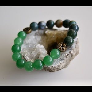 Aventurine and Fancy Jasper iChing Mala Bracelet